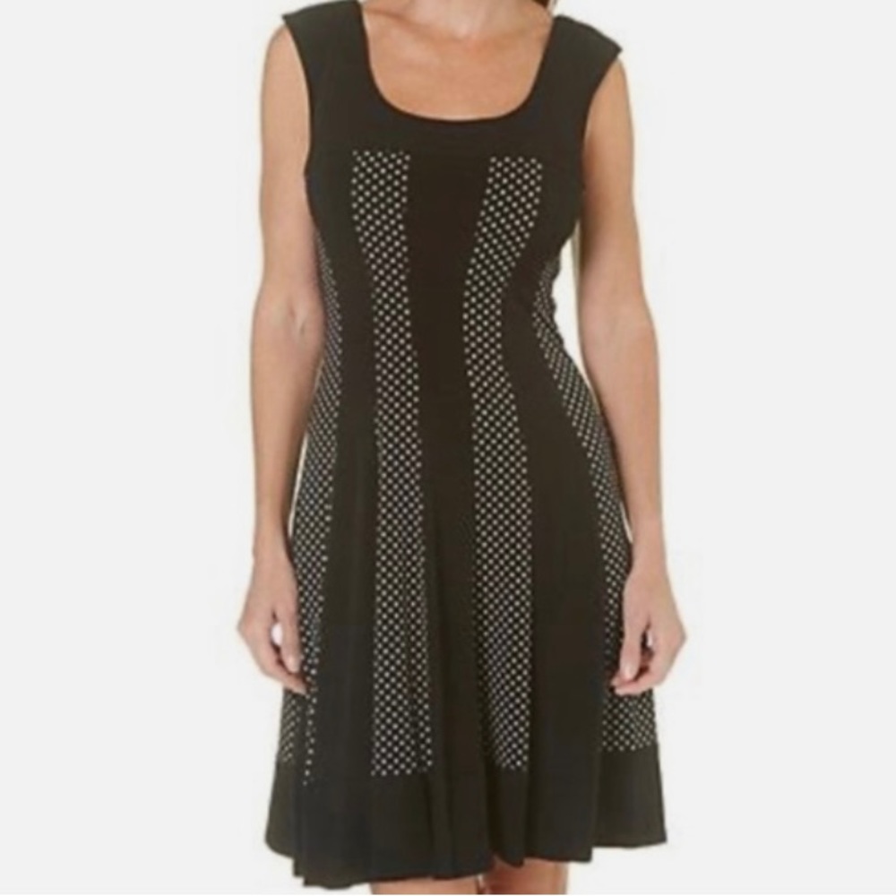Connected dress, black and white polka dots/ striped dress